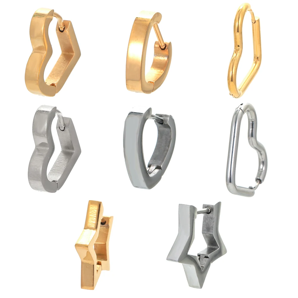EYIKA Minimalist Stainless Steel Gold Silver Color Hoop Earrings for Women Men Thick Small Star Heart Circle Piercing Ear Buckle
EYIKA Minimalist Stainless Steel Gold Silver Color Hoop Earrings for Women Men Thick Small Star Heart Circle Piercing Ear Buckle