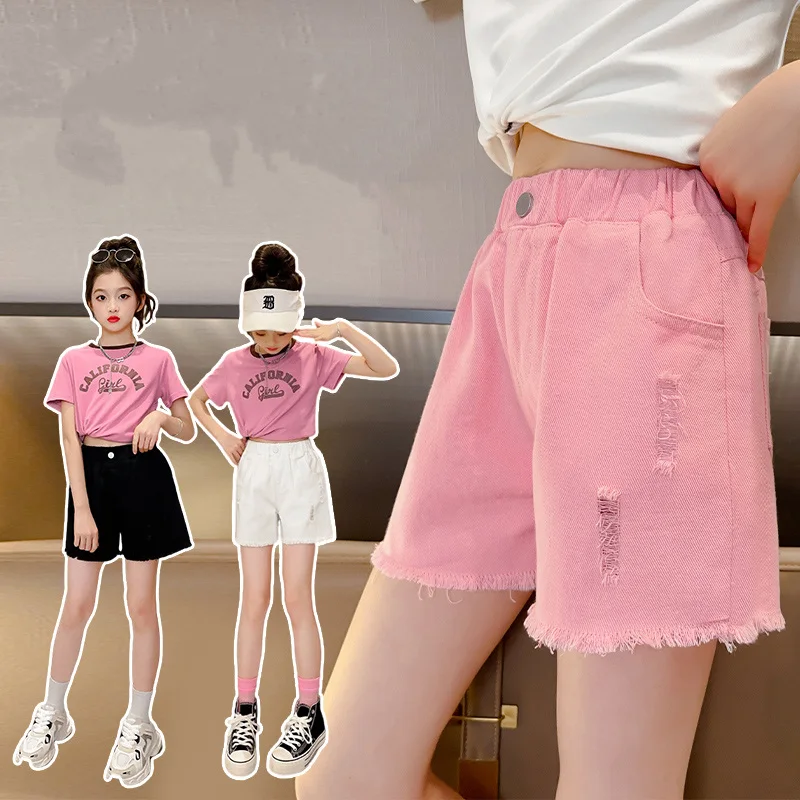 Teens Girl Black White Pink Denim Shorts Kids Elastic Waist Short Mini Jeans Teenager Child Summer Casual Solid Shorts Age 5-14Y
Teens Girl Black White Pink Denim Shorts Kids Elastic Waist Short Mini Jeans Teenager Child Summer Casual Solid Shorts Age 5-14Y