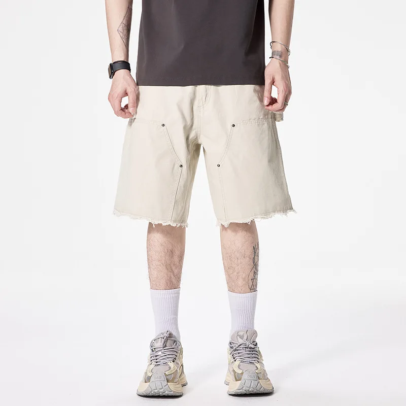 American Fashion Men's White Solid Color Multi Pocket Straight Loose Wide Leg Knee Length Cargo Jean Shorts Male Denim Clothes
American Fashion Men's White Solid Color Multi Pocket Straight Loose Wide Leg Knee Length Cargo Jean Shorts Male Denim Clothes