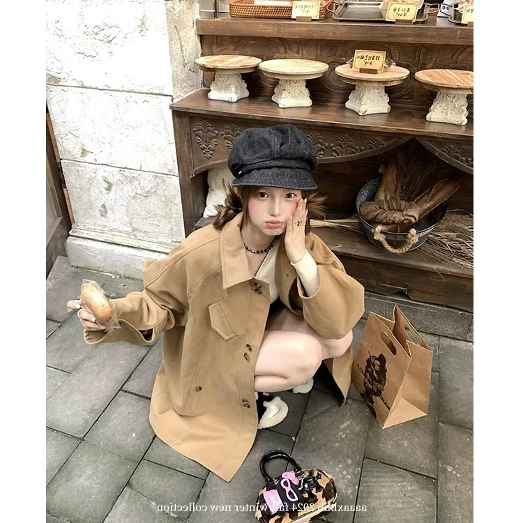 Brown Trench Women'S Fashionable Raincoat Structured Layeringure Single Sided Wears Knee-Over Decorative Perfect Collared
Brown Trench Women'S Fashionable Raincoat Structured Layeringure Single Sided Wears Knee-Over Decorative Perfect Collared