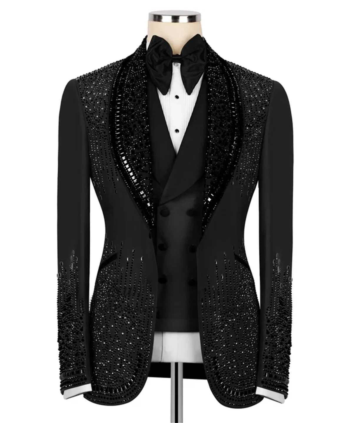 Luxury Costume Men Suit 2 Piece Sets Rhinestones Crystals Shawl Lapel Custom Wedding Slim Fit Tuxedos Blazer For Groom
Luxury Costume Men Suit 2 Piece Sets Rhinestones Crystals Shawl Lapel Custom Wedding Slim Fit Tuxedos Blazer For Groom