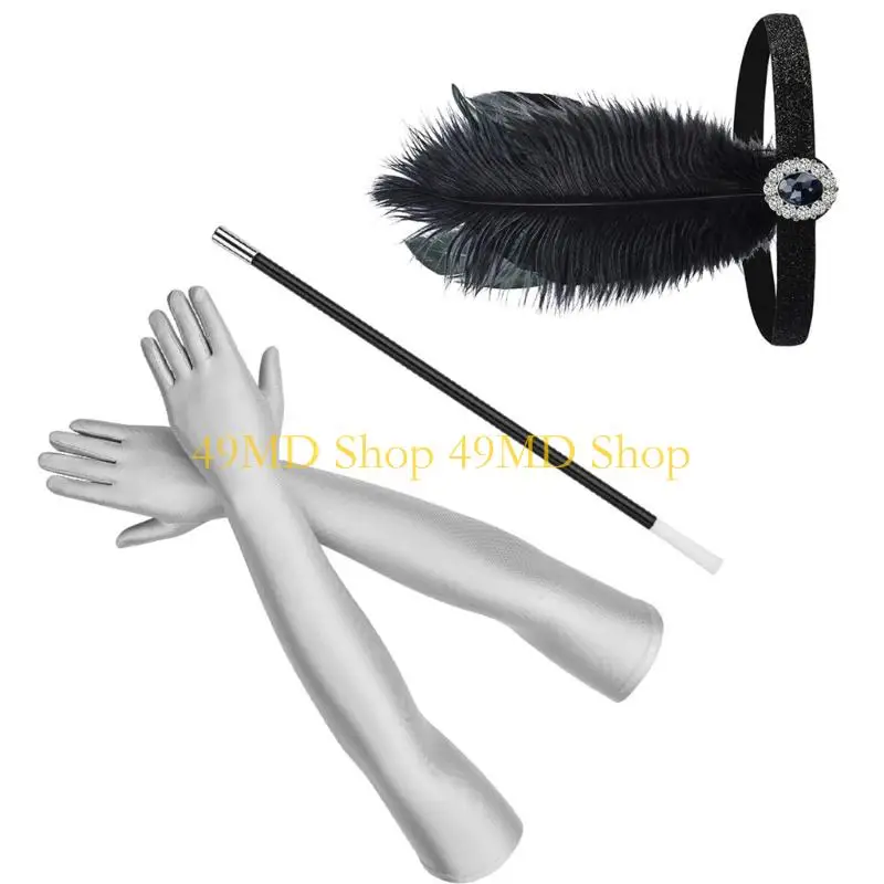 49MD Women Flapper Costume Accessories Headpiece Satins Gloves for 1920s Theme Party
49MD Women Flapper Costume Accessories Headpiece Satins Gloves for 1920s Theme Party