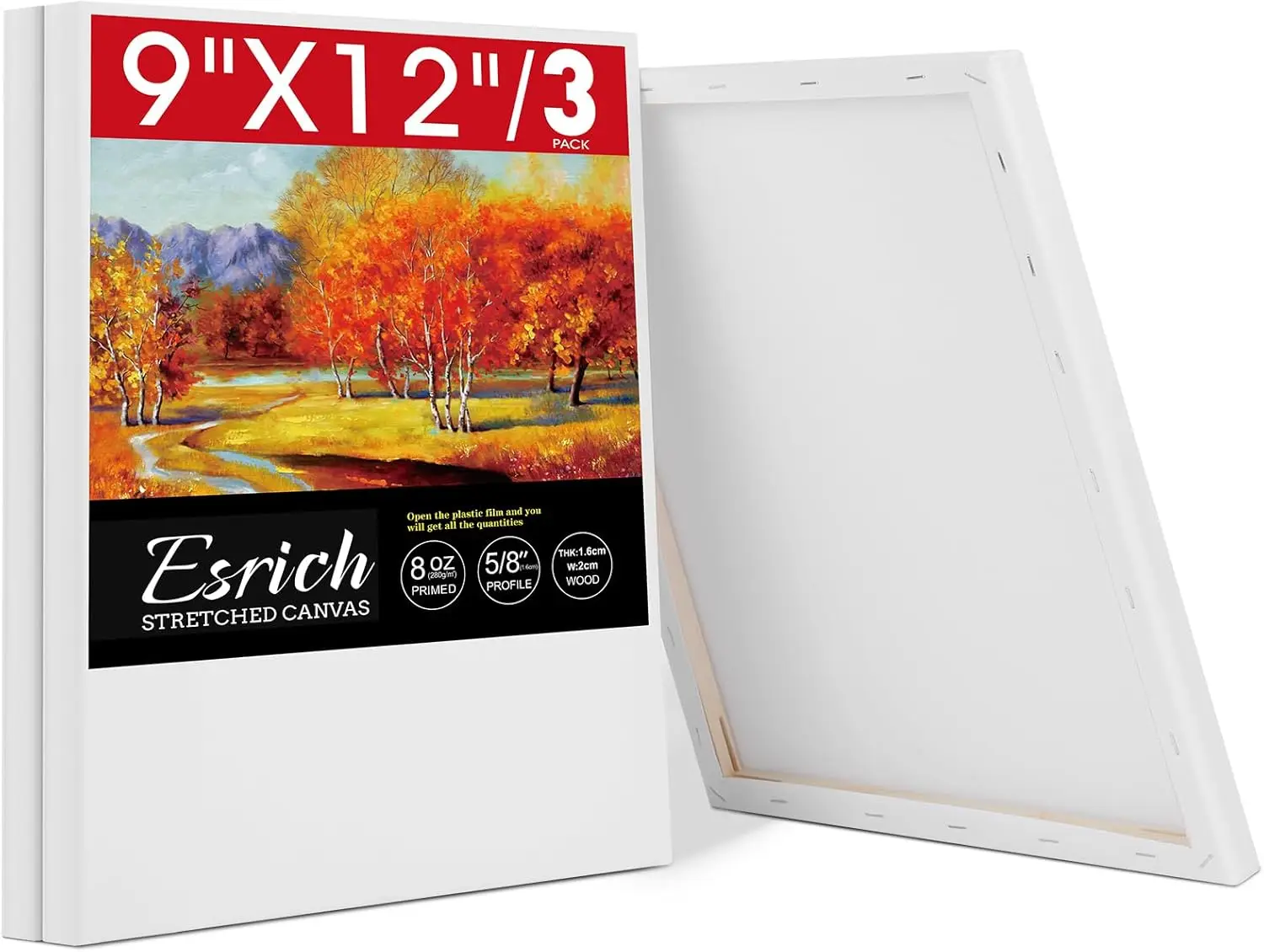 Stretched Canvas for Painting, 3 Pack 9x12 Inch, Primed Acid-Free Cotton, for Oil & Acrylic
Stretched Canvas for Painting, 3 Pack 9x12 Inch, Primed Acid-Free Cotton, for Oil & Acrylic