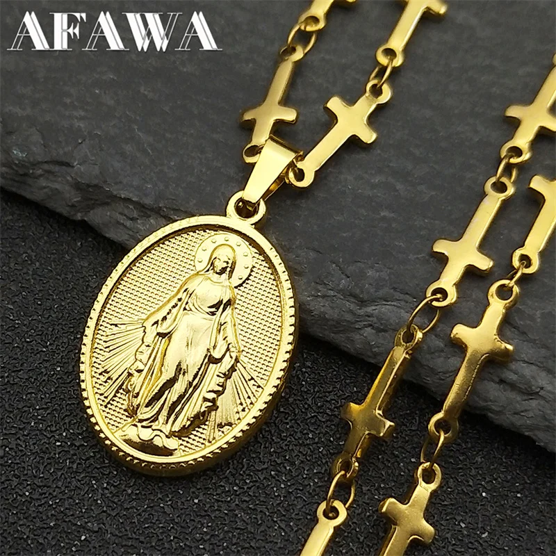 Religion Virgin of Guadalupe Pendant Necklace for Women Men Stainless Steel Gold Color Mary Medal Necklaces Jewelry
Religion Virgin of Guadalupe Pendant Necklace for Women Men Stainless Steel Gold Color Mary Medal Necklaces Jewelry