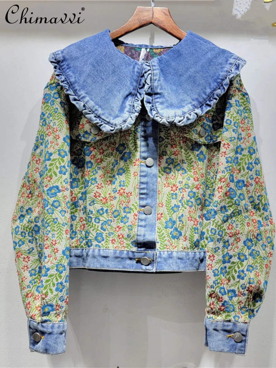 2024 Spring Autumn New High-end Doll Collar Long-Sleeved Top Fashion Temperament Denim Short Jackets Coat Women All-Matching
2024 Spring Autumn New High-end Doll Collar Long-Sleeved Top Fashion Temperament Denim Short Jackets Coat Women All-Matching