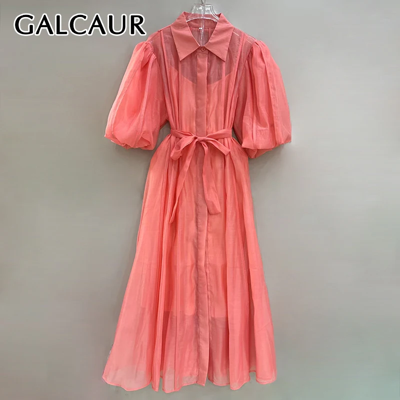 GALCAUR Solid Spliced Lace Up Midi Elegant Dresses for Women Lapel Patchwork Fold Temperament Dress Female Fashion Clothing New
GALCAUR Solid Spliced Lace Up Midi Elegant Dresses for Women Lapel Patchwork Fold Temperament Dress Female Fashion Clothing New