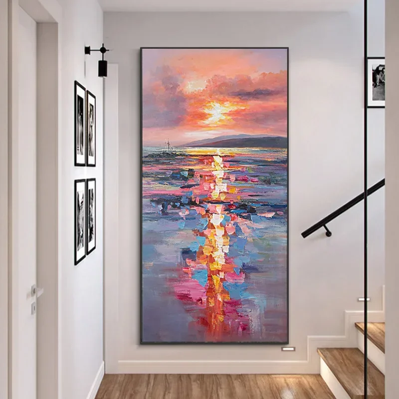 Handmade Painting on Canvas, Sunrise Landscape Wall Art, Large Oil Painting, Modern Living Room, Home Wall Decor
Handmade Painting on Canvas, Sunrise Landscape Wall Art, Large Oil Painting, Modern Living Room, Home Wall Decor