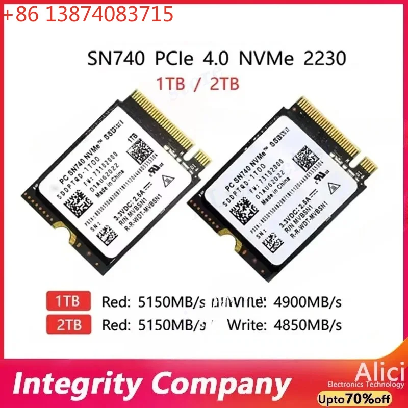 SN740 1TB 512G 256G SSD M.2 2230 Gen 4 PCIe 4.0 X 4 2TB NVMe Solid State Drive for Steam Deck Microsoft Surface ProX
SN740 1TB 512G 256G SSD M.2 2230 Gen 4 PCIe 4.0 X 4 2TB NVMe Solid State Drive for Steam Deck Microsoft Surface ProX