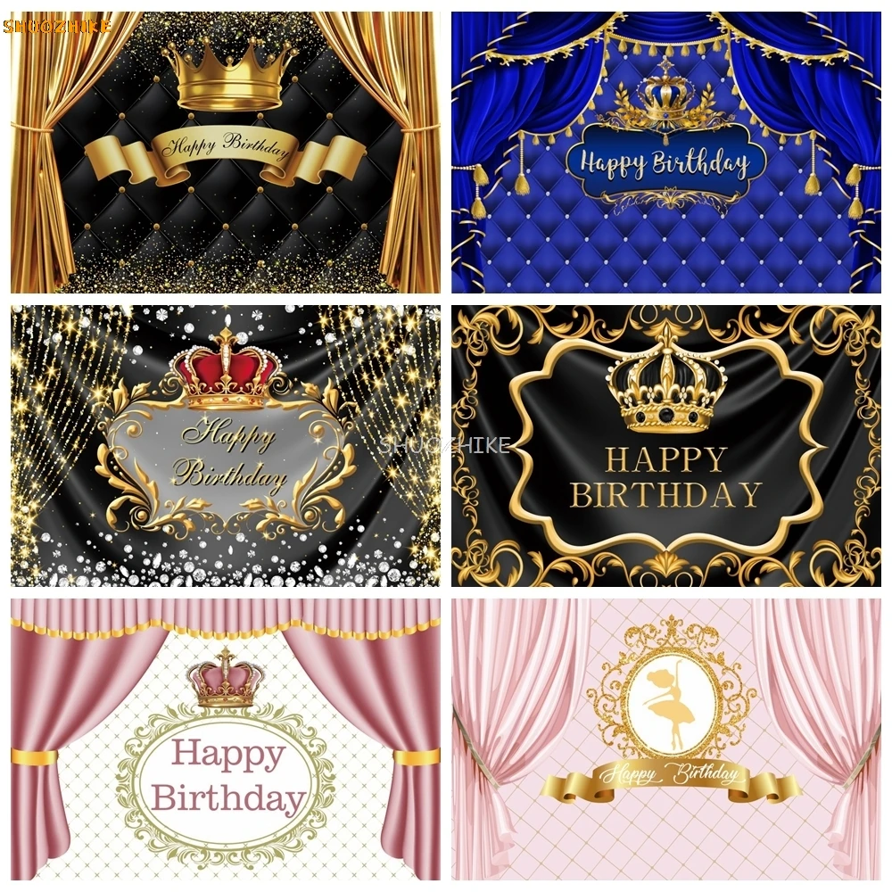 Happy Birthday Background Royal Crown Prince Gold Glitter Photo Backdrop Golden Curtain Pink Girl Princess Party Decoration
Happy Birthday Background Royal Crown Prince Gold Glitter Photo Backdrop Golden Curtain Pink Girl Princess Party Decoration