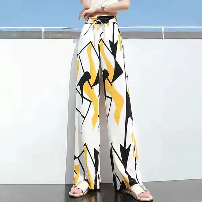 Vintage Printed Geometric Lace Up Chiffon Elastic High Waist Pants Women's Clothing 2024 Spring Summer New Loose Casual Trousers
Vintage Printed Geometric Lace Up Chiffon Elastic High Waist Pants Women's Clothing 2024 Spring Summer New Loose Casual Trousers