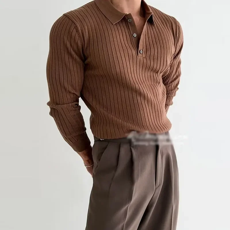 Autumn Long Sleeve Knit Polo Shirt Men Fashion Ribbed Solid Color Slim Polo T-shirts Knitted Mens Casual Button Lapel Pullovers
Autumn Long Sleeve Knit Polo Shirt Men Fashion Ribbed Solid Color Slim Polo T-shirts Knitted Mens Casual Button Lapel Pullovers