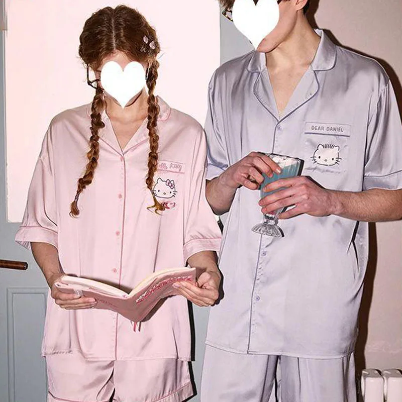 Cartoon Sanrio Kawaii Hello Kitty Couple Pajamas Anime Cool Ice Silk New Creative Home Clothes Soft Comfortable Cute Dressing
Cartoon Sanrio Kawaii Hello Kitty Couple Pajamas Anime Cool Ice Silk New Creative Home Clothes Soft Comfortable Cute Dressing