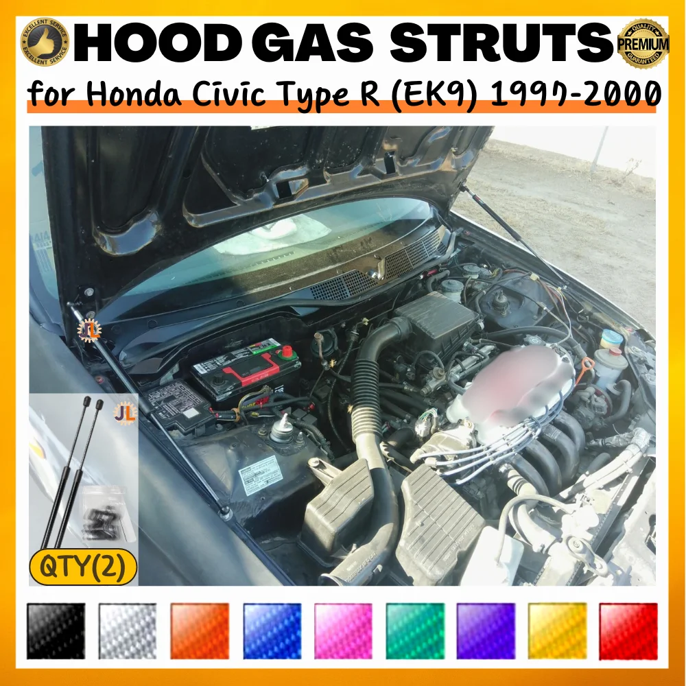 Qty(2) Hood Struts for Honda Civic Type R (EK9) 1997-2000 Front Bonnet Modify Gas Springs Shock Absorber Lift Supports Dampers
Qty(2) Hood Struts for Honda Civic Type R (EK9) 1997-2000 Front Bonnet Modify Gas Springs Shock Absorber Lift Supports Dampers