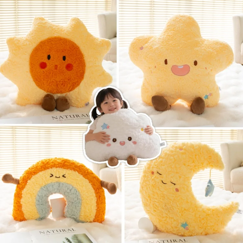 45 см милая плюшевая подушка с радужной луной и звездой, мягкое звездное небо, солнце, облако, креативный компаньон для сна, кавайная подушка для домашнего декора
45 см милая плюшевая подушка с радужной луной и звездой, мягкое звездное небо, солнце, облако, креативный компаньон для сна, кавайная подушка для домашнего декора