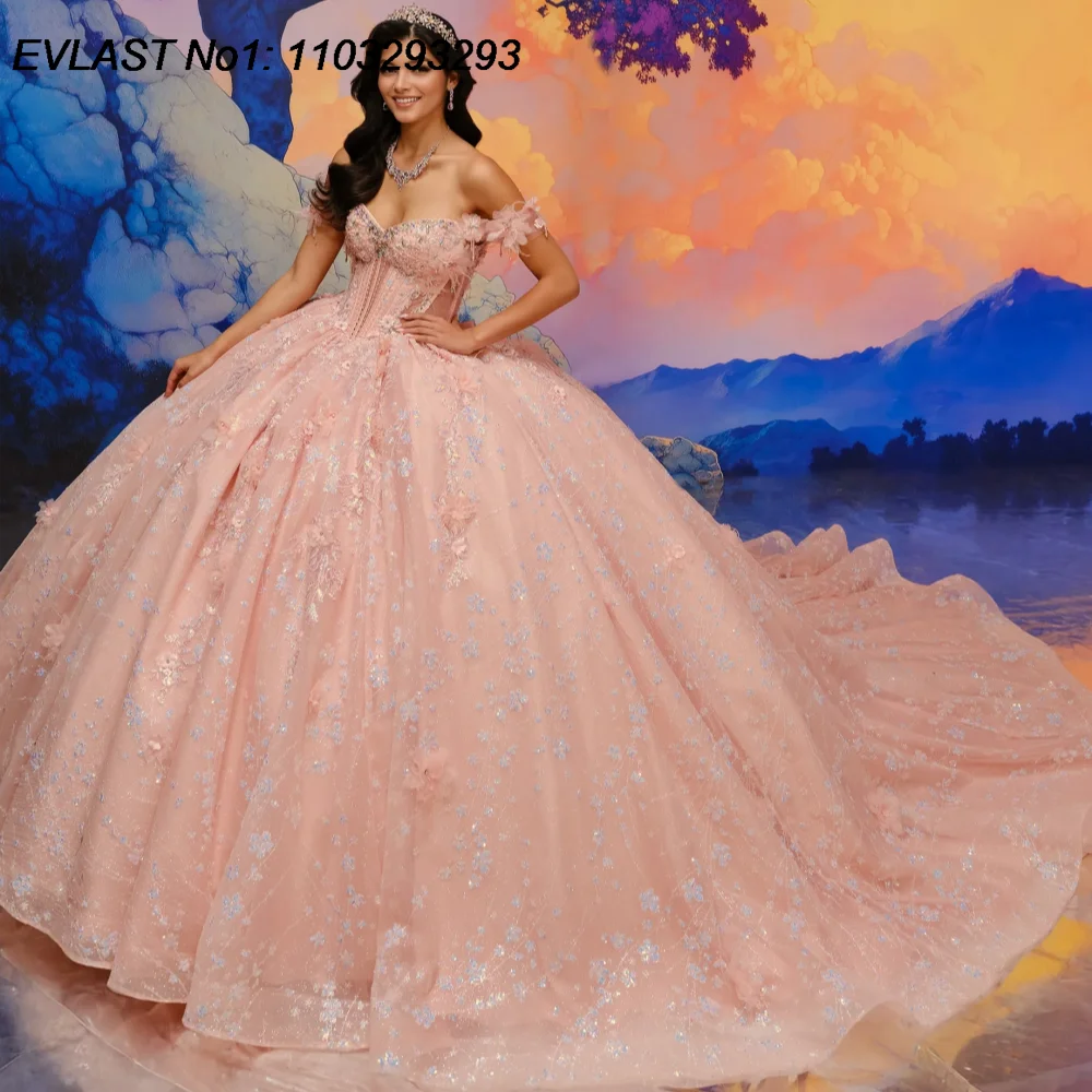 EVLAST Customized Glitter Pink Ball Gown Quinceanera Dress Shiny Lace Applique Beading Bow Sweet 16 Vestidos De 15 Anos E1QN256
EVLAST Customized Glitter Pink Ball Gown Quinceanera Dress Shiny Lace Applique Beading Bow Sweet 16 Vestidos De 15 Anos E1QN256