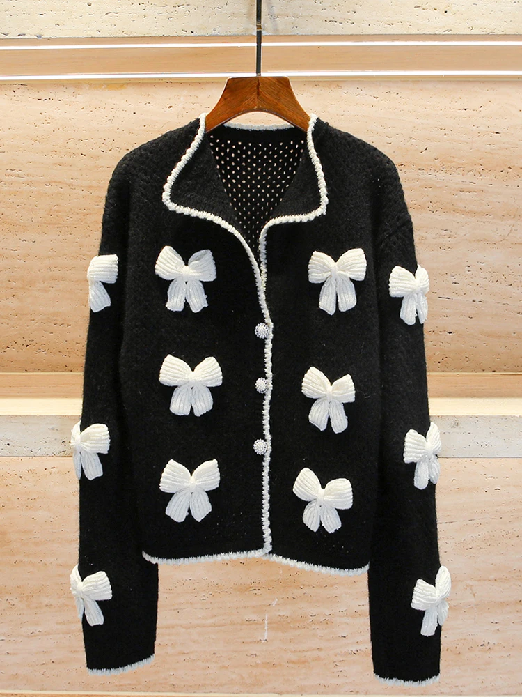 High-End Knitted Cardigan Coat with Bow And Rhinestone for Women Autumn Winter Commute Style Regular Fit Long Sleeve
High-End Knitted Cardigan Coat with Bow And Rhinestone for Women Autumn Winter Commute Style Regular Fit Long Sleeve
