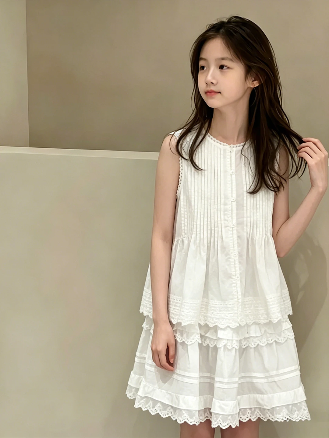 Girls Summer Outfit Two-Piece Set Lace Trimmed Vest And Skirt Sweet Pastel Color Breathable Comfortable Affordable School Uni...
Girls Summer Outfit Two-Piece Set Lace Trimmed Vest And Skirt Sweet Pastel Color Breathable Comfortable Affordable School Uni...
