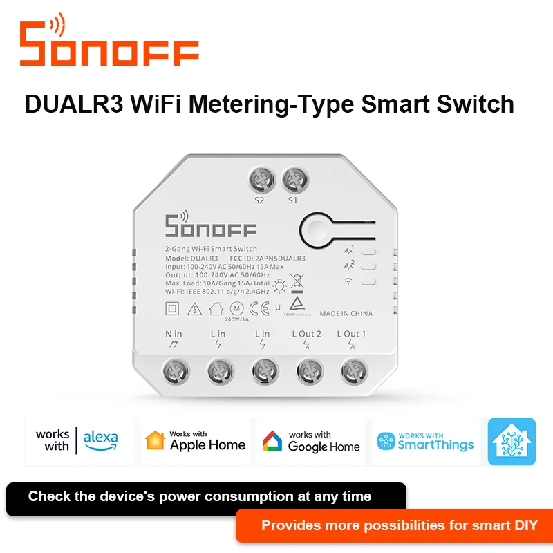 Двухканальный интеллектуальный коммутатор Sonoff DUALR3 и DUALR3 Lite — нейтральный провод 100–240 В переменного тока, сертифицирован CE FCC ROHS
Двухканальный интеллектуальный коммутатор Sonoff DUALR3 и DUALR3 Lite — нейтральный провод 100–240 В переменного тока, сертифицирован CE FCC ROHS