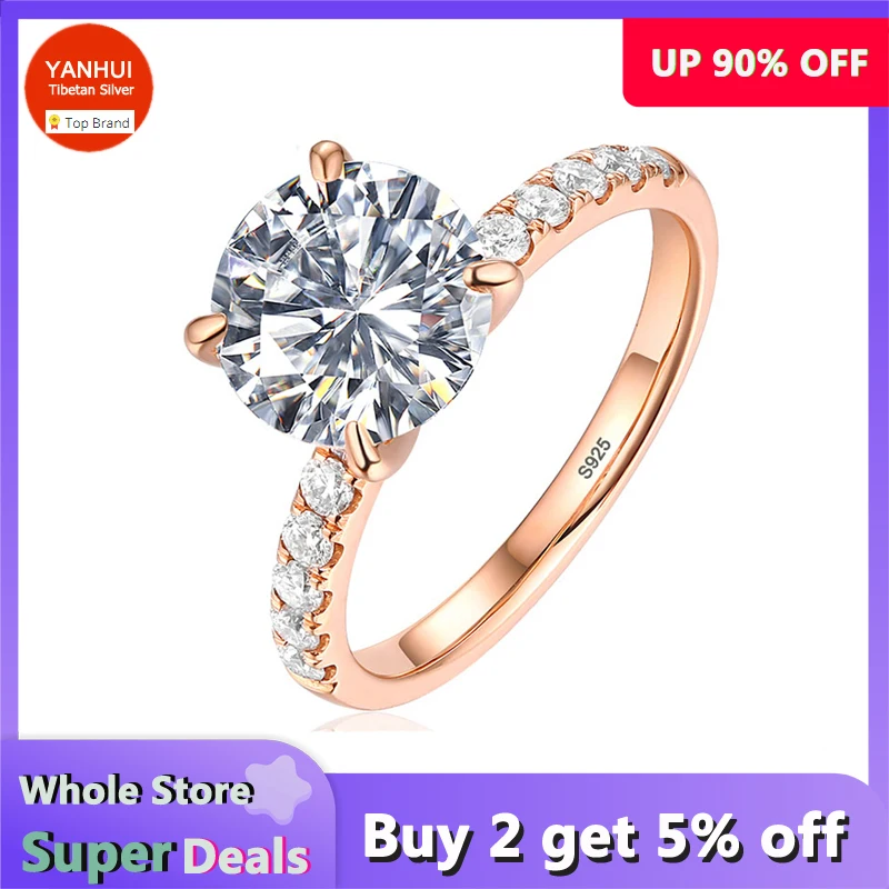 YANHUI тибетские серебряные кольца для женщин топ 1.5ct Циркон цвета розового золота модные обручальные кольца обещания ювелирные изделия
YANHUI тибетские серебряные кольца для женщин топ 1.5ct Циркон цвета розового золота модные обручальные кольца обещания ювелирные изделия