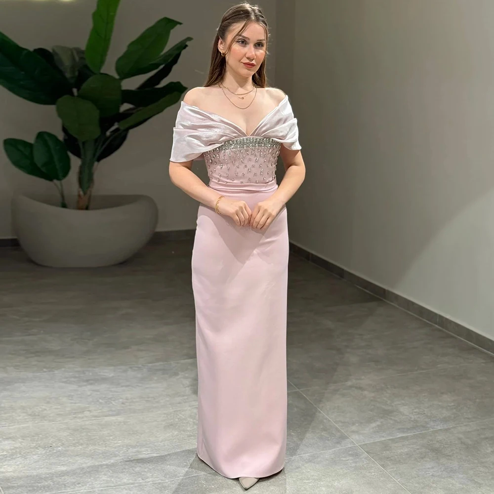 Розовое вечернее платье с открытыми плечами по индивидуальному заказу для женщин, прямые платья для торжественных случаев в Дубае, платье для выпускного вечера длиной до пола с кристаллами
Розовое вечернее платье с открытыми плечами по индивидуальному заказу для женщин, прямые платья для торжественных случаев в Дубае, платье для выпускного вечера длиной до пола с кристаллами