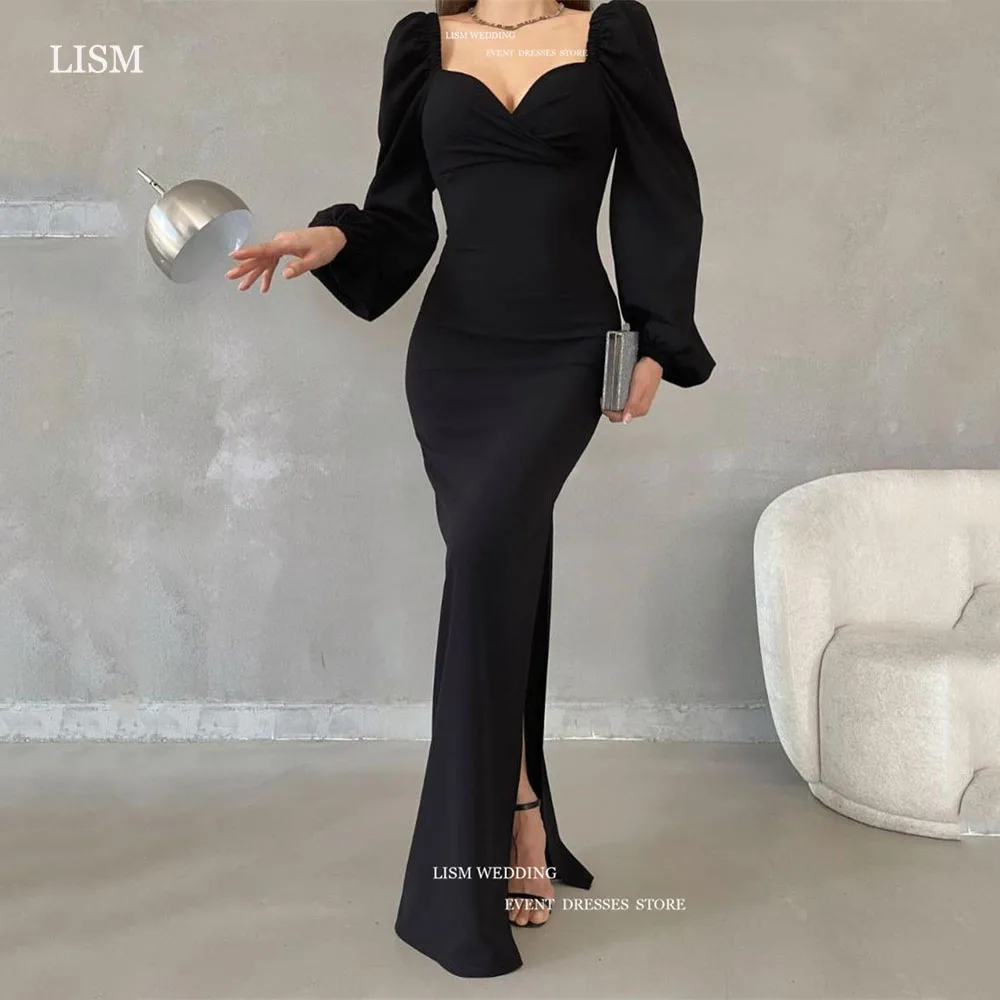 LISM Elegant Black Evening Party Dresses Square Collar Long Sleeves Side Split Mermaid Prom Gowns Custom Made For Women 2024
LISM Elegant Black Evening Party Dresses Square Collar Long Sleeves Side Split Mermaid Prom Gowns Custom Made For Women 2024