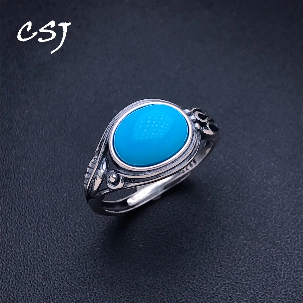 CSJ Vintage Natural American Turquoise Rings 925 Sterling Silver Oval 8*10mm 2.5ct for Women Jewelry Birthday Party Gift
CSJ Vintage Natural American Turquoise Rings 925 Sterling Silver Oval 8*10mm 2.5ct for Women Jewelry Birthday Party Gift