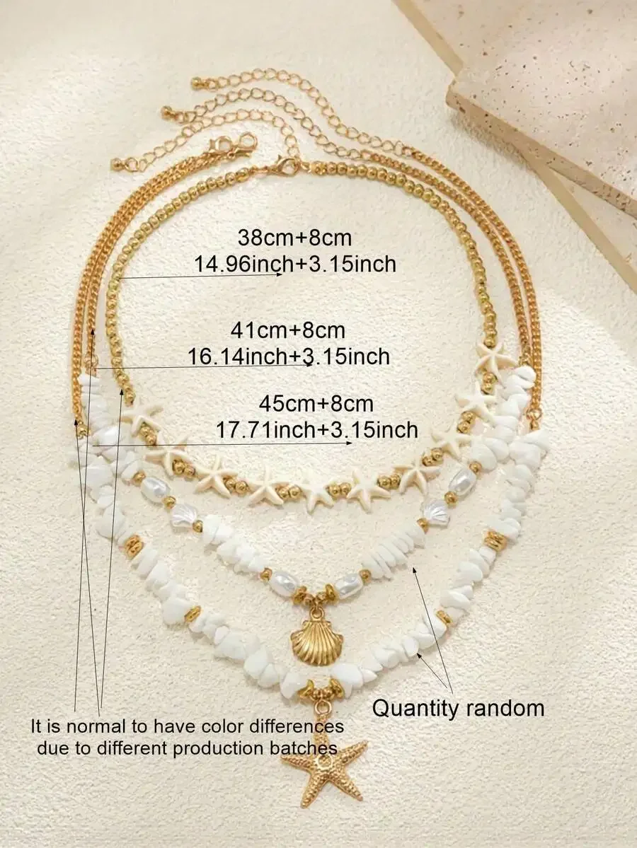 3pcs Bohemian Beach Style Layered Necklace Set With Shell Starfish Pendant
3pcs Bohemian Beach Style Layered Necklace Set With Shell Starfish Pendant