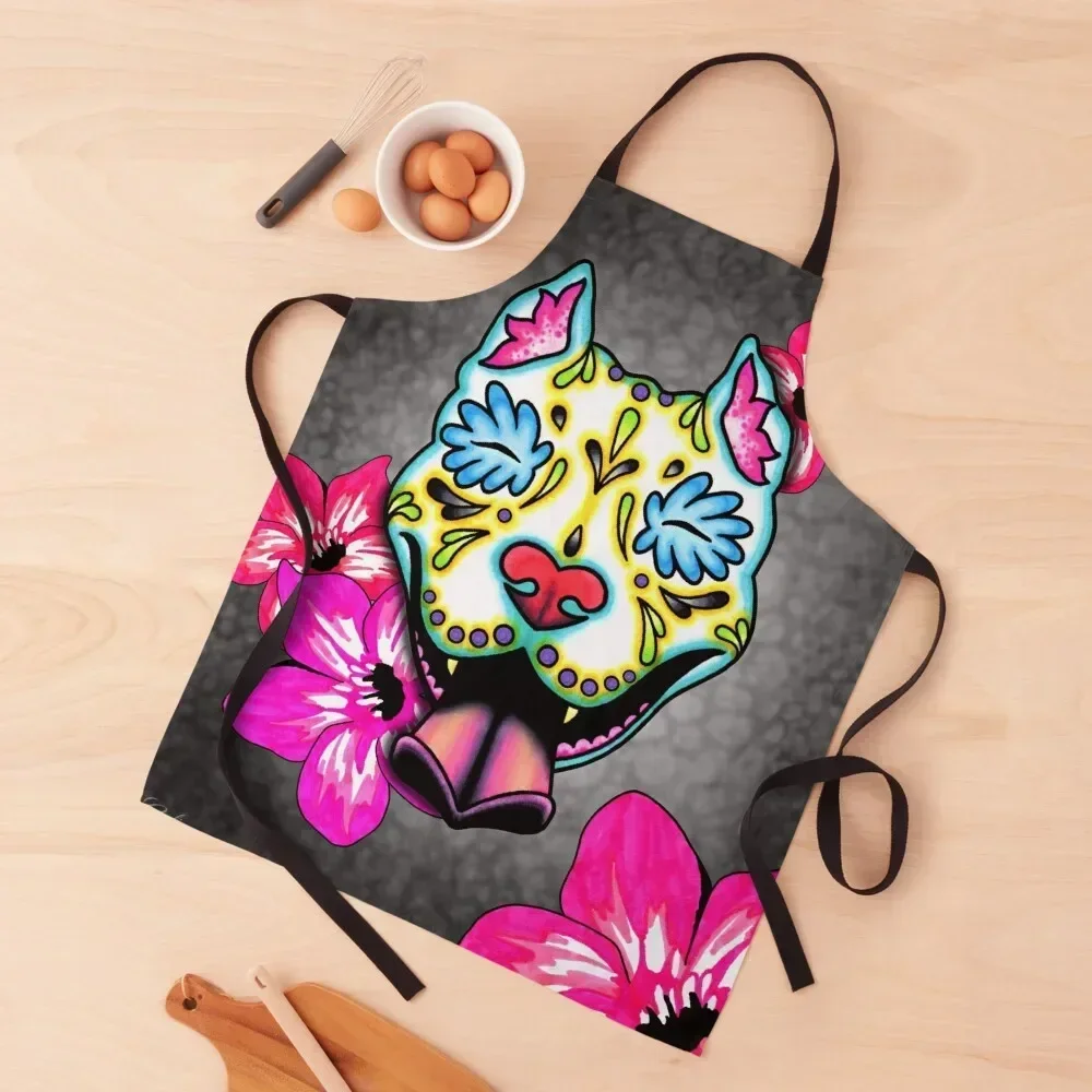 Slobbering Pit Bull - Day of the Dead Sugar Skull Pitbull Dog Apron Chef Accessories kitchen clothes for men Apron
Slobbering Pit Bull - Day of the Dead Sugar Skull Pitbull Dog Apron Chef Accessories kitchen clothes for men Apron