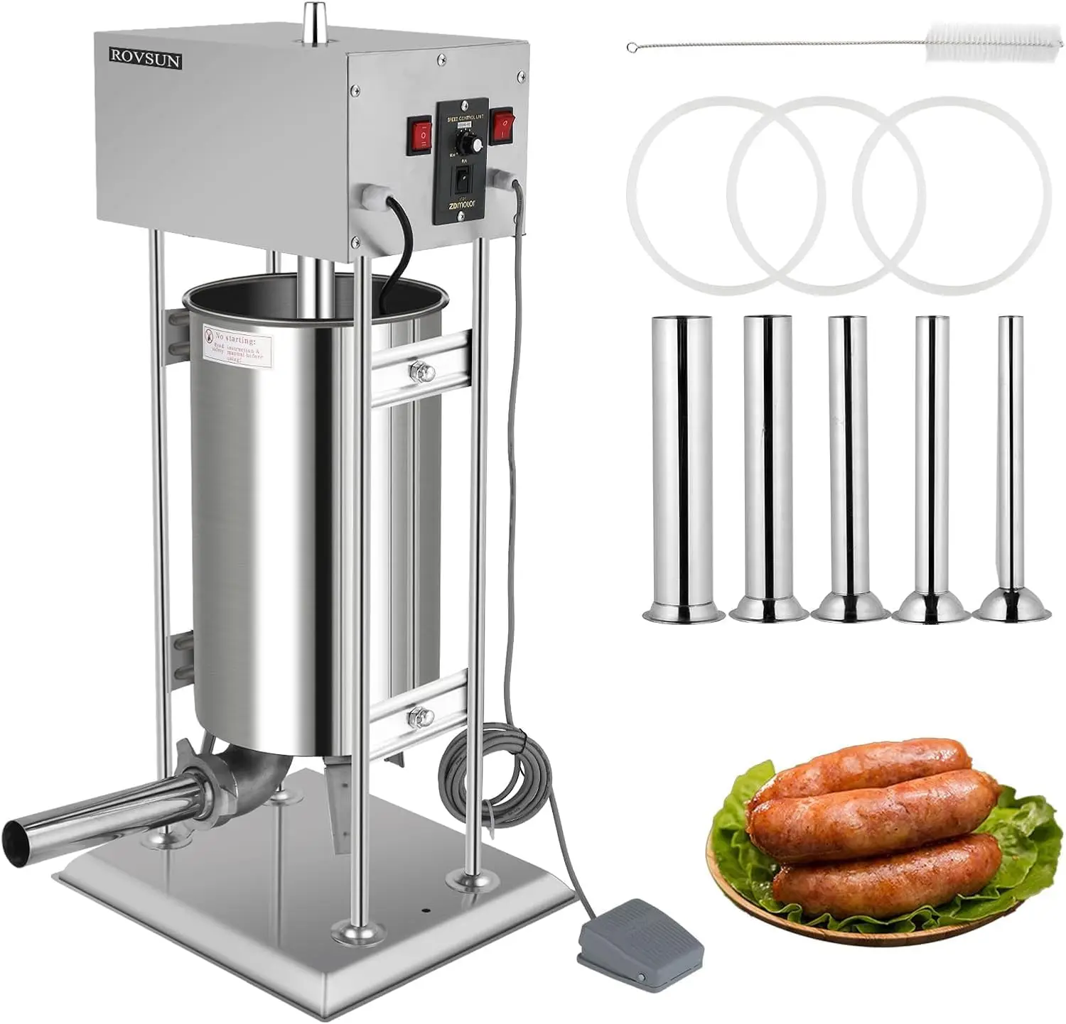 Electric Sausage Stuffer 15.4LBS/10L, Stainless Steel Sausage Maker Machine with Adjustable Speed & 5 Stuffing Tubes, Heavy Duty
Electric Sausage Stuffer 15.4LBS/10L, Stainless Steel Sausage Maker Machine with Adjustable Speed & 5 Stuffing Tubes, Heavy Duty
