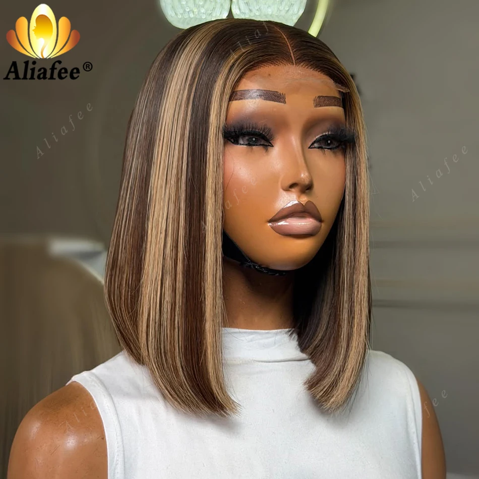 Chocolate Brown With Honey Blonde Highlight Straight Bob Wig High Density 13x4 Transparent Lace Frontal Human Hair Bob Cut Wigs
Chocolate Brown With Honey Blonde Highlight Straight Bob Wig High Density 13x4 Transparent Lace Frontal Human Hair Bob Cut Wigs