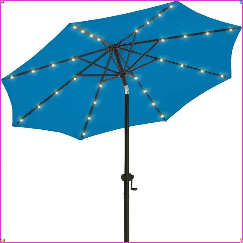 9ft Solar LED Patio Umbrella w/Tilt Crank, 32 Lights, Sturdy Outdoor Market Umbrella for Pool Deck Garden
9ft Solar LED Patio Umbrella w/Tilt Crank, 32 Lights, Sturdy Outdoor Market Umbrella for Pool Deck Garden