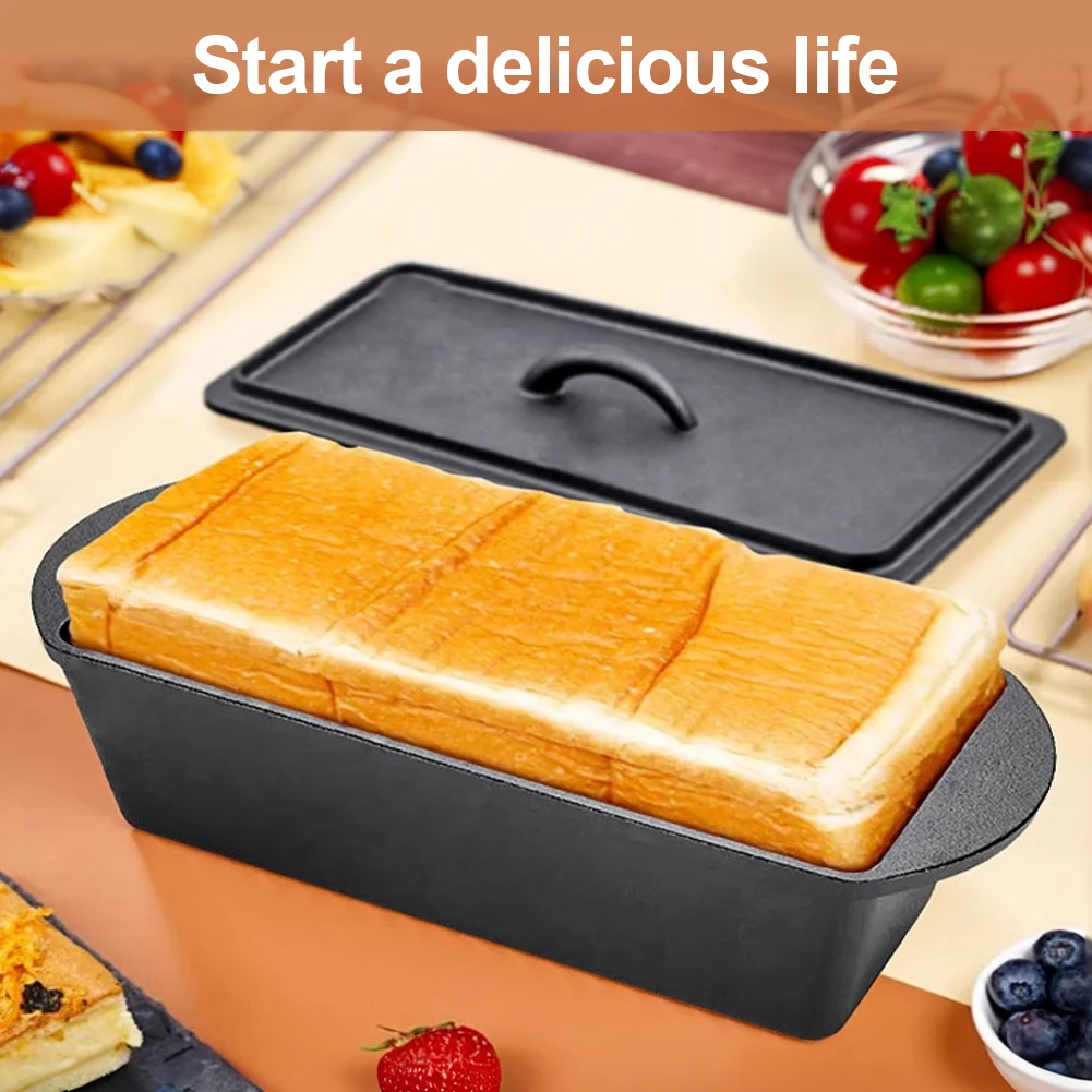 Moisture-Retaining Cast Iron Bread Pan with Lid 14x5 Inch Rectangular Toast Mold Non-Coating Even Heating for Soft Fluffy Homema
Moisture-Retaining Cast Iron Bread Pan with Lid 14x5 Inch Rectangular Toast Mold Non-Coating Even Heating for Soft Fluffy Homema