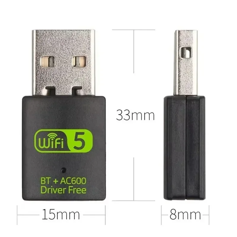 600Mbps USB WiFi Bluetooth Adapter Dual Band 2.4Ghz 5Ghz Mini Wireless Network External Receiver RTL8821CU
600Mbps USB WiFi Bluetooth Adapter Dual Band 2.4Ghz 5Ghz Mini Wireless Network External Receiver RTL8821CU