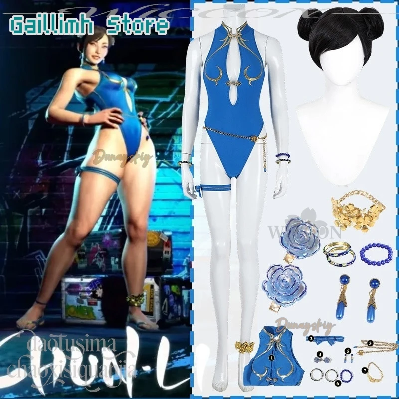 Final Anime Game Fight 6 Cosplay Chunli תחפושת Sexy Blue Sukumizu High Slit Bikini Hollowed Out Lingerie Swimsuit Wigs Party
Final Anime Game Fight 6 Cosplay Chunli תחפושת Sexy Blue Sukumizu High Slit Bikini Hollowed Out Lingerie Swimsuit Wigs Party