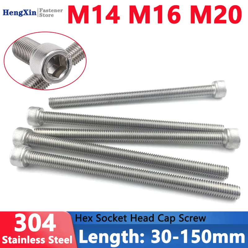 1pcs M14 M16 M20 304 A2 Stainless Steel Hexagon Hex Socket Head Cap Allen Bolt Screw Lengthened Long 30 35 40 45 50 55 60-150mm 
1pcs M14 M16 M20 304 A2 Stainless Steel Hexagon Hex Socket Head Cap Allen Bolt Screw Lengthened Long 30 35 40 45 50 55 60-150mm