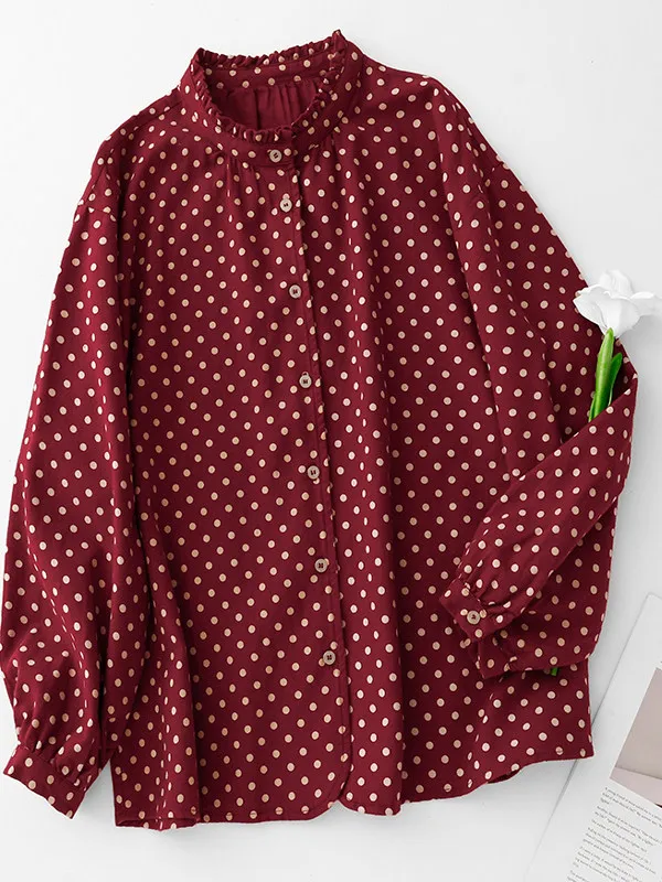 Korean Japanese High End Dot Lace Collar Women's Shirt Spring Fashion Artistic Versatile Anti Aging Blouse Floral Print Top
Korean Japanese High End Dot Lace Collar Women's Shirt Spring Fashion Artistic Versatile Anti Aging Blouse Floral Print Top