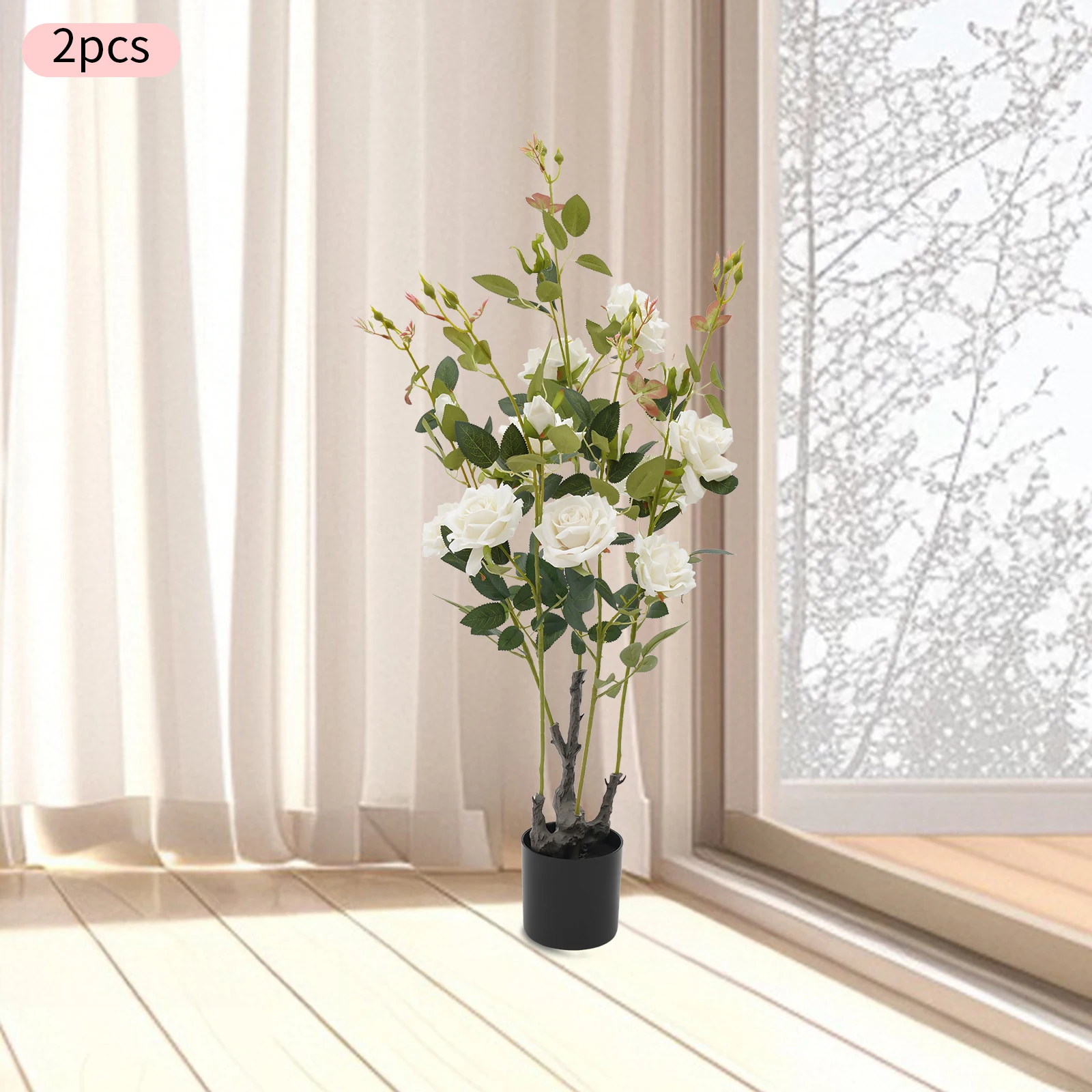 2PCS Silk Flower Tree, Tree, Artificial Trees, White Rose Faux Plant, Lifelike Green Leaf, Outdoor Decoration, Wedding Party
2PCS Silk Flower Tree, Tree, Artificial Trees, White Rose Faux Plant, Lifelike Green Leaf, Outdoor Decoration, Wedding Party