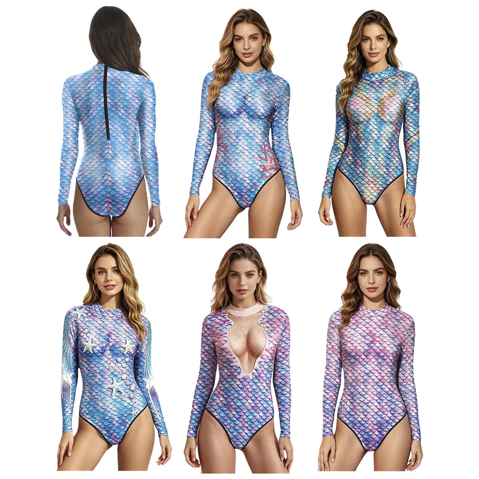 Women Quick-dry UPF 50+ Mermaid Swimsuit Rash Guard Wetsuit Long Sleeve Fish Scale Print Zipper Bodysuit Swimwear Bathing Suit
Women Quick-dry UPF 50+ Mermaid Swimsuit Rash Guard Wetsuit Long Sleeve Fish Scale Print Zipper Bodysuit Swimwear Bathing Suit