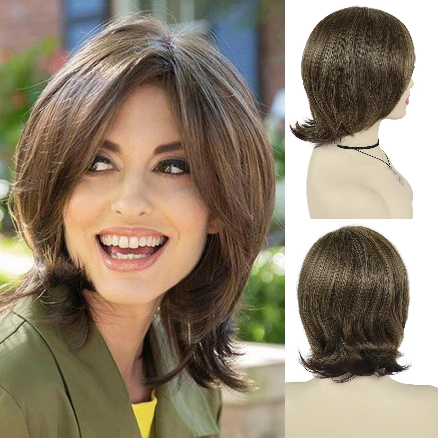 Womens Synthetic Hair Short Curly Bob Wigs for Lady Girls Mix Brown Wig Heat Resistant Fiber Daily Use Party Costume Mommy Wig
Womens Synthetic Hair Short Curly Bob Wigs for Lady Girls Mix Brown Wig Heat Resistant Fiber Daily Use Party Costume Mommy Wig