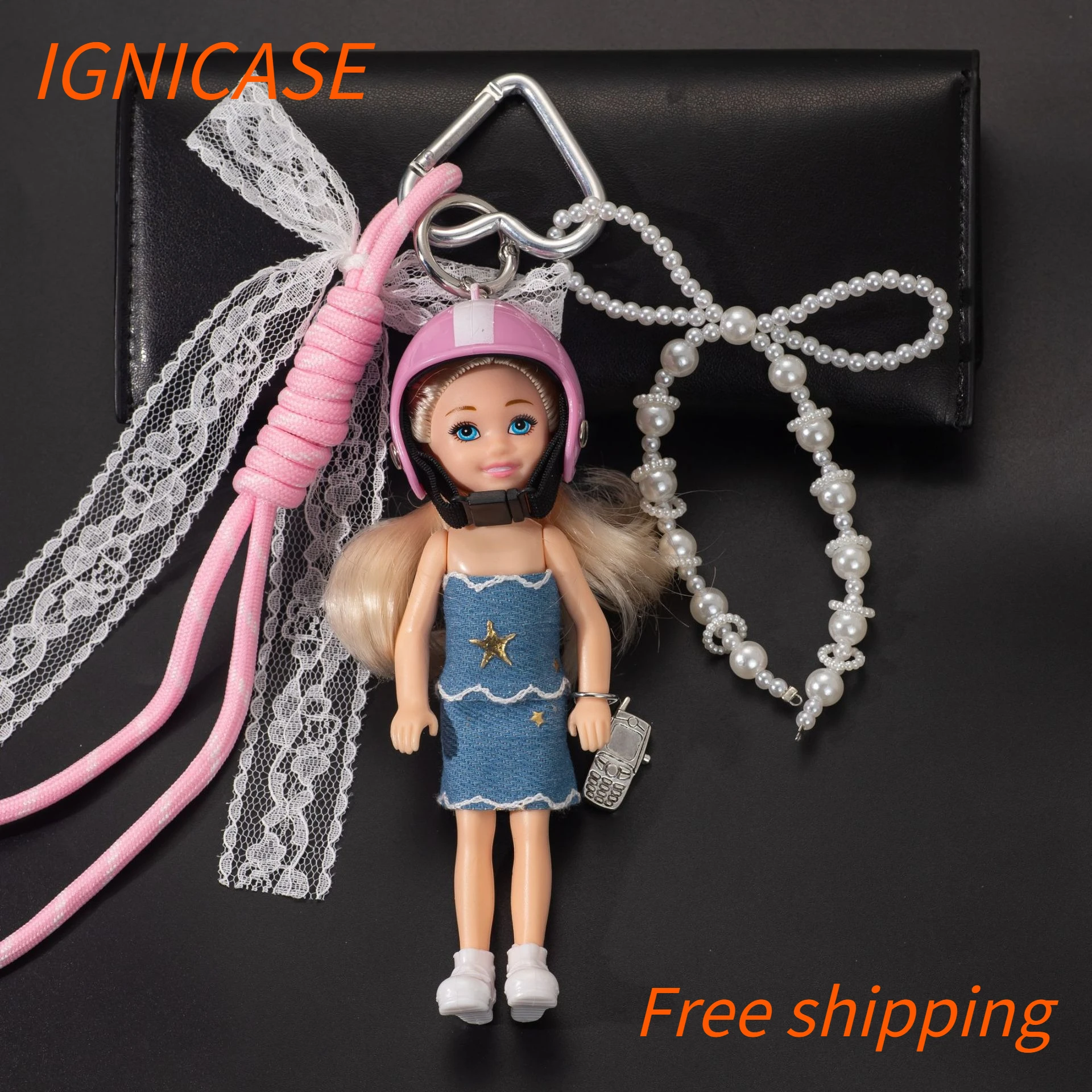 IGNICASE New Sweet Cool Personality Helmet Spice Girl Doll Pendant Fashion Keychain Bow Braided Rope Pendant Bag Parts Pendant
IGNICASE New Sweet Cool Personality Helmet Spice Girl Doll Pendant Fashion Keychain Bow Braided Rope Pendant Bag Parts Pendant
