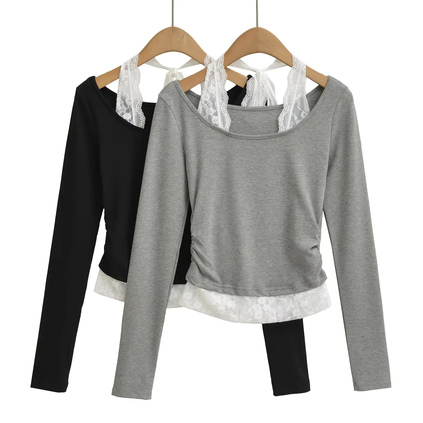 Lace Top Fake Two-Piece Women 2025 Autumn Pure Desire Style Sweet Girl Long Sleeve Patchwork T-Shirt + Layered Halter Lace FTJB
Lace Top Fake Two-Piece Women 2025 Autumn Pure Desire Style Sweet Girl Long Sleeve Patchwork T-Shirt + Layered Halter Lace FTJB