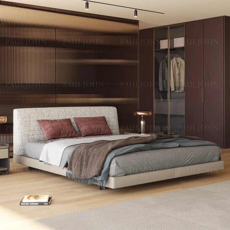 Modern simple villa master bedroom double saddle leather cotton and linen fabric wedding bed
Modern simple villa master bedroom double saddle leather cotton and linen fabric wedding bed