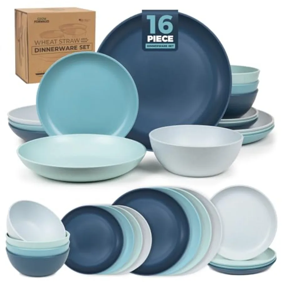 16-piece Premium Wheat Straw Dinnerware Sets for 4 - Unbreakable Dishwasher and Microwave Safe Plastic Plates and Bowls Sets -
16-piece Premium Wheat Straw Dinnerware Sets for 4 - Unbreakable Dishwasher and Microwave Safe Plastic Plates and Bowls Sets -