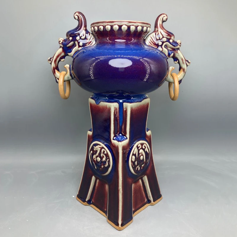 Ancient coin vase Ceramic vase ornamental vase handicrafts Jun porcelain has ice cracks open pieces
Ancient coin vase Ceramic vase ornamental vase handicrafts Jun porcelain has ice cracks open pieces