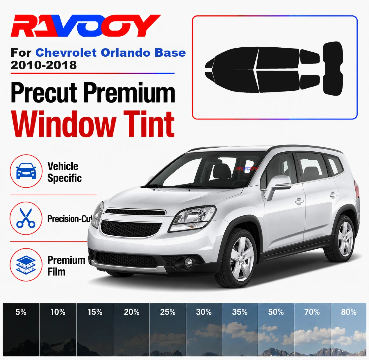 Premium Precut Window Tint Kit Front Windows Rear Windows Rear Windshield For Chevrolet Orlando Base 2010-2018 Nano Ceramic Film
Premium Precut Window Tint Kit Front Windows Rear Windows Rear Windshield For Chevrolet Orlando Base 2010-2018 Nano Ceramic Film