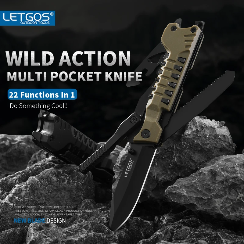 LETGOS Multi Pocket Knife, 22 in 1,Survival Gear EDC Tools with nylon sheath, Emergency, Camping, Outdoor, Hunting, Gift for dad
LETGOS Multi Pocket Knife, 22 in 1,Survival Gear EDC Tools with nylon sheath, Emergency, Camping, Outdoor, Hunting, Gift for dad