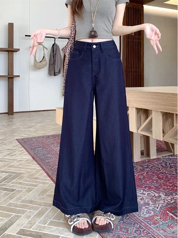 Loose Straight Leg Denim Jeans Women's High Waist Wide Leg Simple Versatile Casual Pants Korean Style Pure Color Spring New
Loose Straight Leg Denim Jeans Women's High Waist Wide Leg Simple Versatile Casual Pants Korean Style Pure Color Spring New