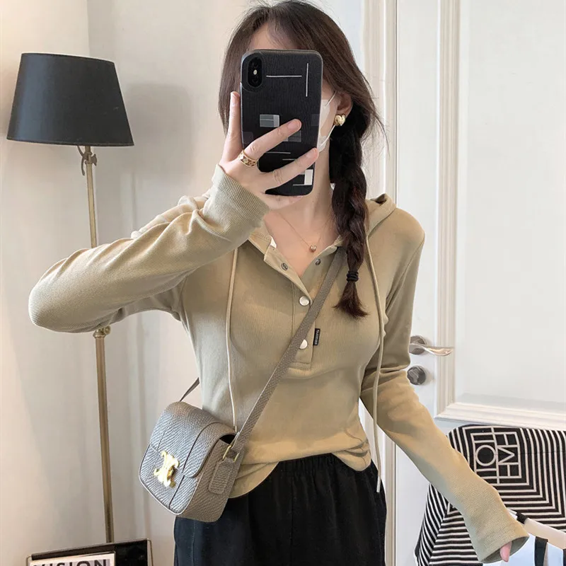 Hooded Long Sleeve T-Shir For Women 2026 Spring And Auumn New Korean Version Slim Fi Shor Top Base Shir Ins Trend
Hooded Long Sleeve T-Shir For Women 2026 Spring And Auumn New Korean Version Slim Fi Shor Top Base Shir Ins Trend