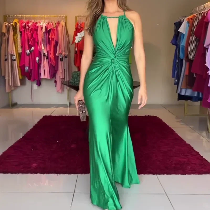 Women's Fall New Solid Color Fashion Hang Neck SleevelessPleated Design Temperament Elegance Spice Girl Long Dress Vestidos
Women's Fall New Solid Color Fashion Hang Neck SleevelessPleated Design Temperament Elegance Spice Girl Long Dress Vestidos