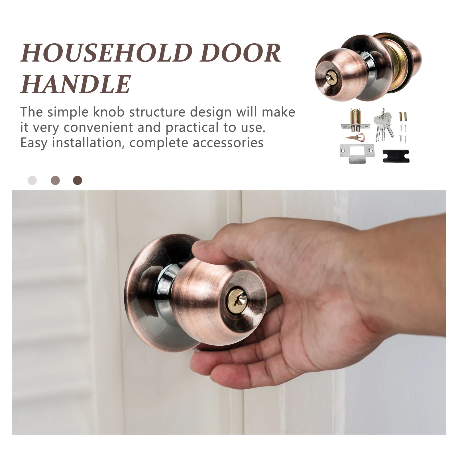 1 Set Spherical Stainless Steel Home Room Lock Knob With Key Sturdy Corrosion Resistant Durable Slid Copper Core Strong Scratch
1 Set Spherical Stainless Steel Home Room Lock Knob With Key Sturdy Corrosion Resistant Durable Slid Copper Core Strong Scratch